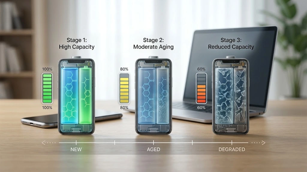 Battery health percentage showing different levels of battery capacity